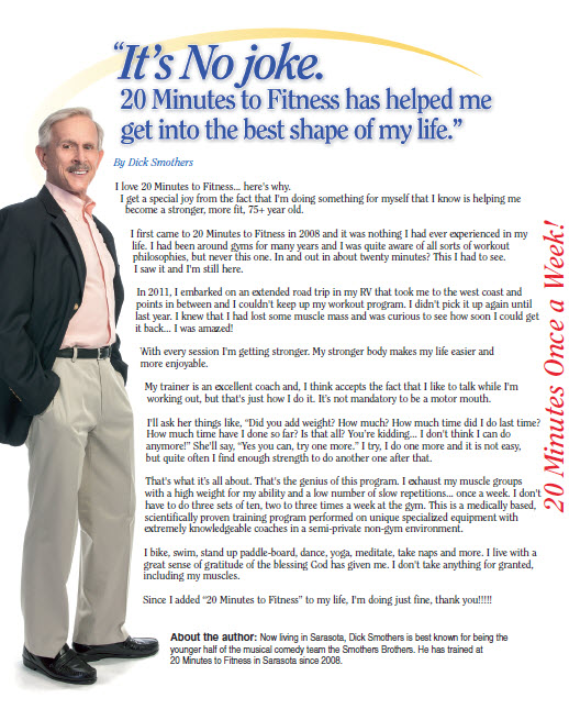 This “younger half” of a pair of comedians has been a 20 Minutes to Fitness client since 2008.